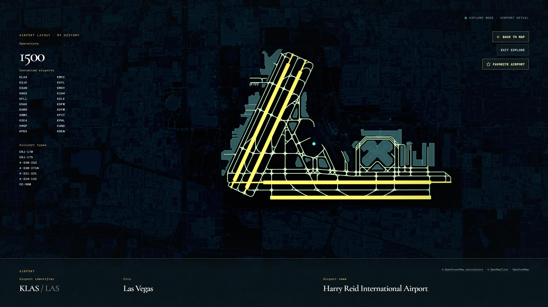 Flightfolio airport detail view showing a composed airport diagram
